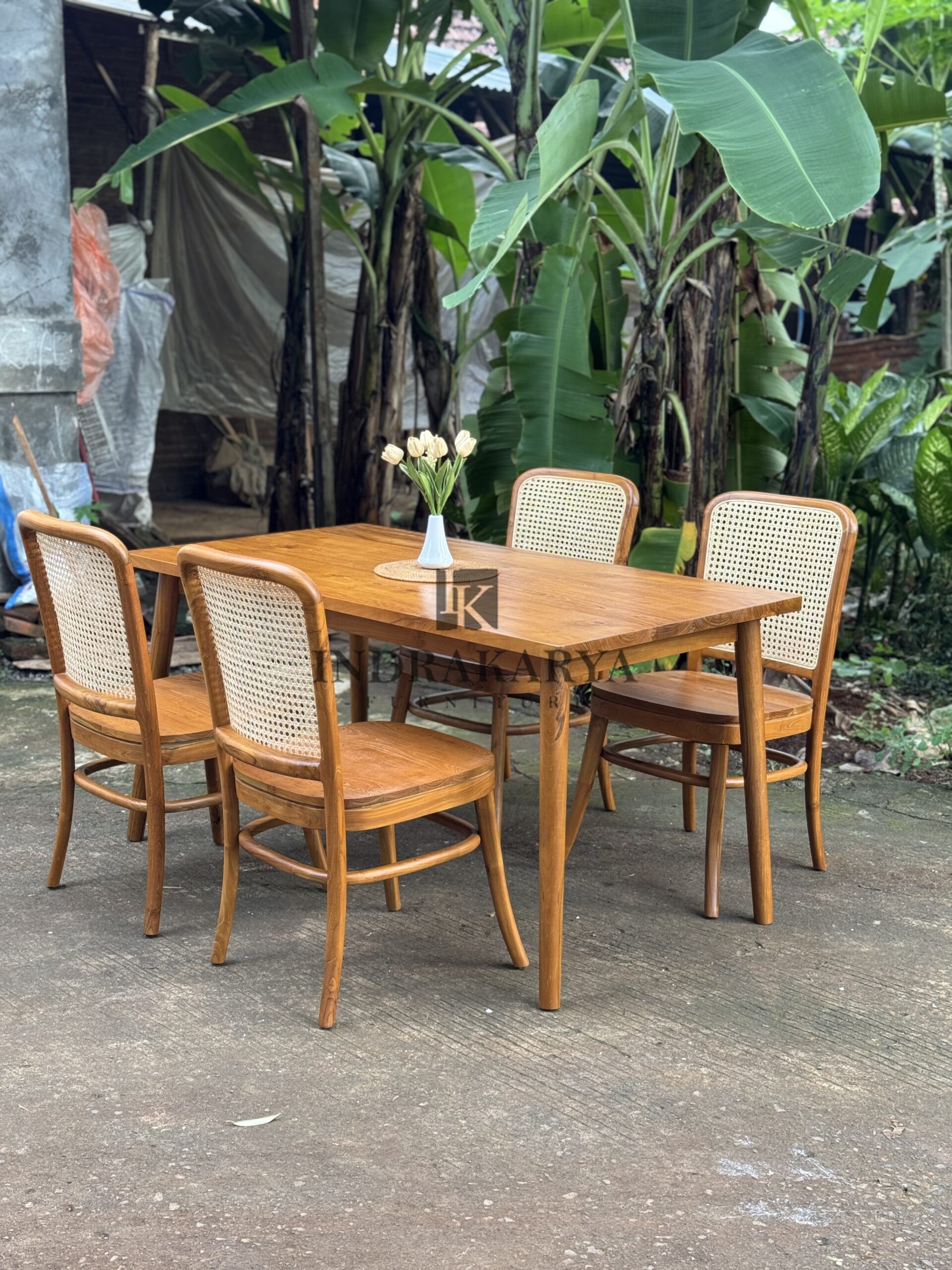 Calvin Teak Cane Dining Table -2