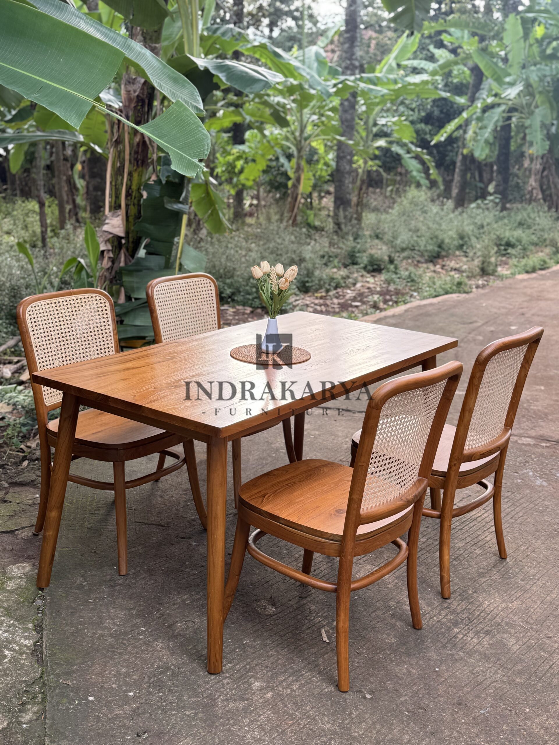 Calvin Teak Cane Dining Table 5