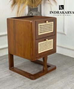 Jepara teak Rattan Bedside Table 3