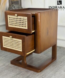 Jepara teak Rattan Bedside Table 4