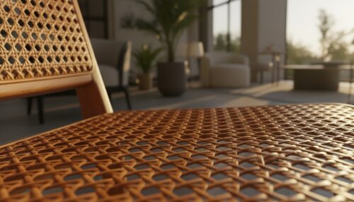Natural Rattan Weave Texture Close Up Furniture Material Detail