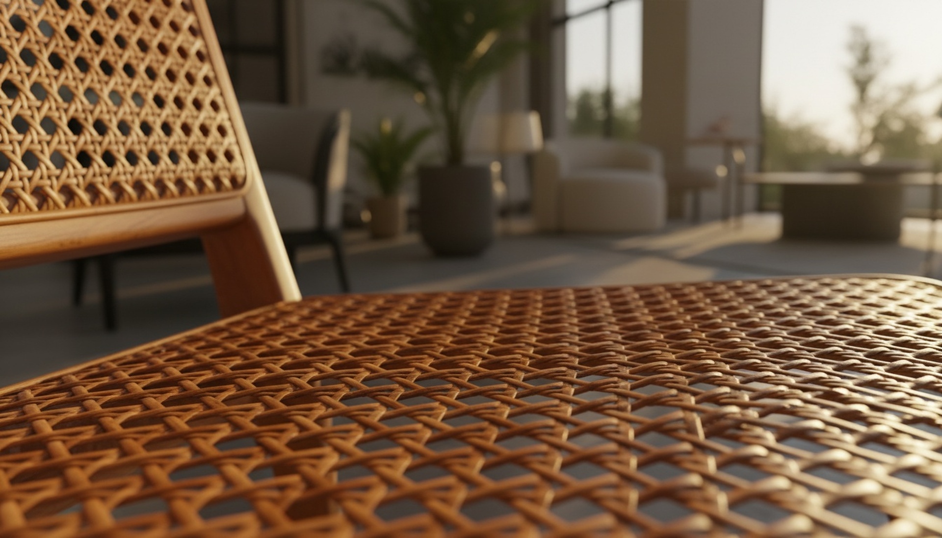 Natural Rattan Weave Texture Close Up Furniture Material Detail