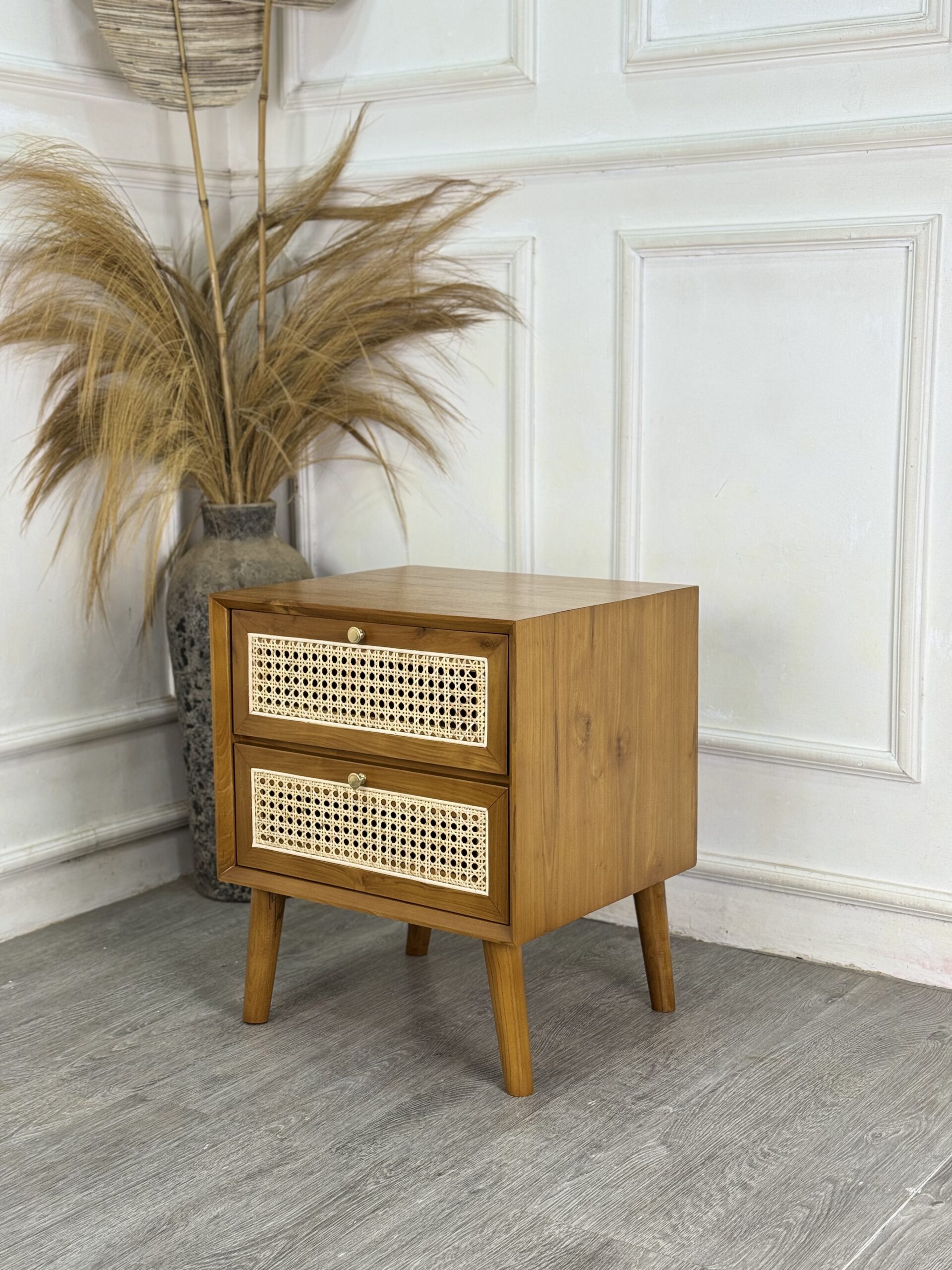 Retro Rattan Nightstand -2