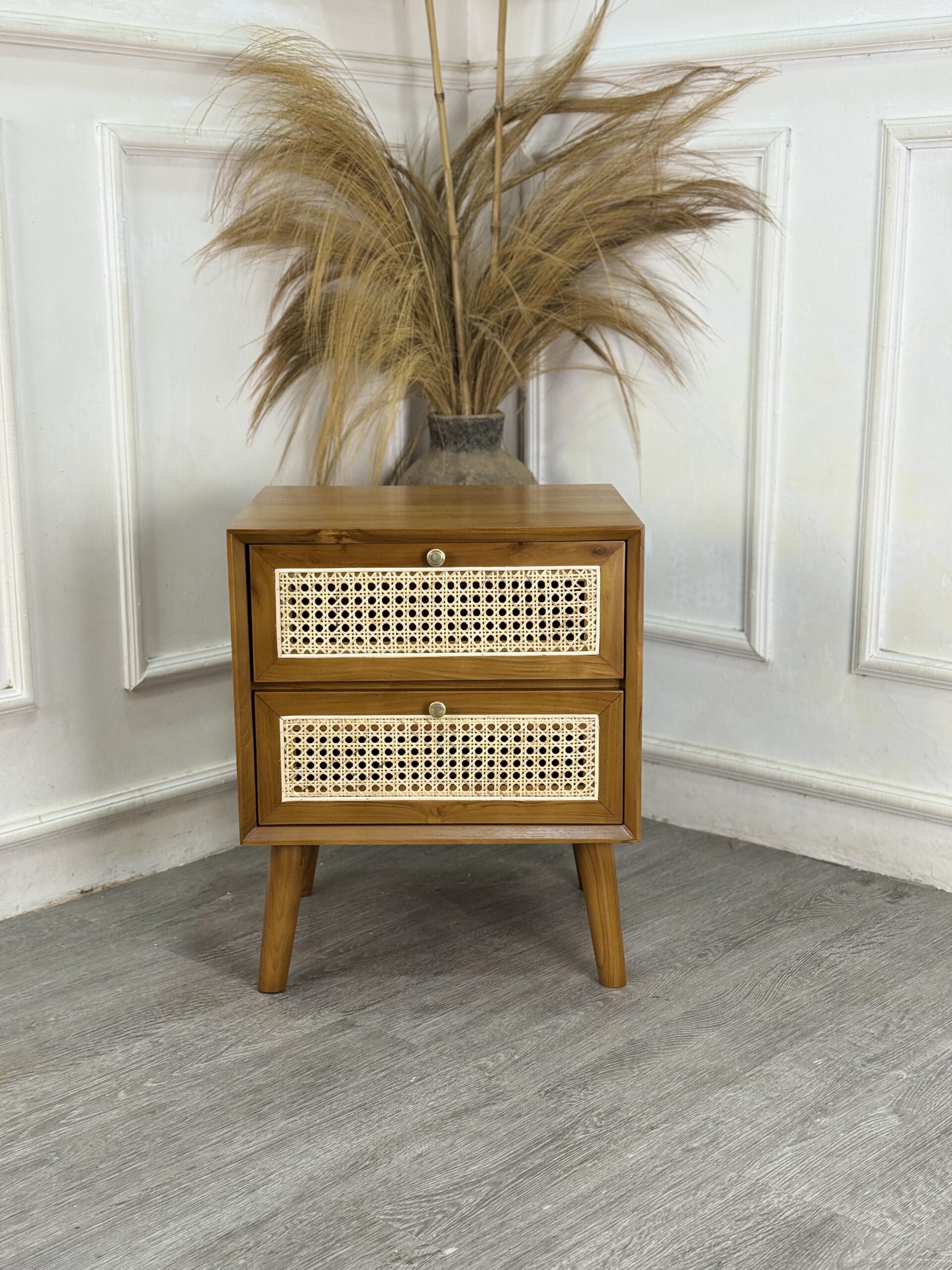 Retro Rattan Nightstand