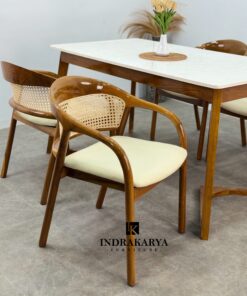 Selly Rattan Top Marble Dining Set -2