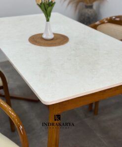Selly Rattan Top Marble Dining Set 5