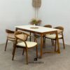 Selly Rattan Top Marble Dining Set