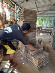 Workshop Solid Hardwood Components Materials Inventory Management By Local Indonesian Craftspeople