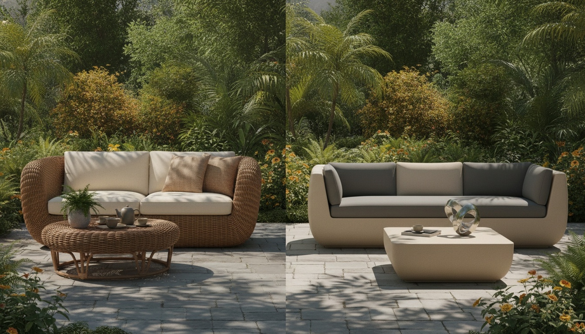 Rattan Wicker Sofa Set Vs Synthetic Plastic Outdoor Furniture Patio