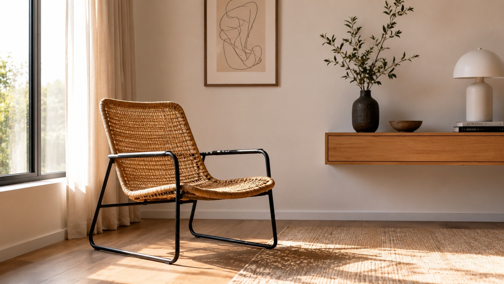 Rattan Accent Chair Small Living Room Corner