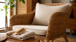 Rattan Furniture Cleaning With Soft Brush And Cloth