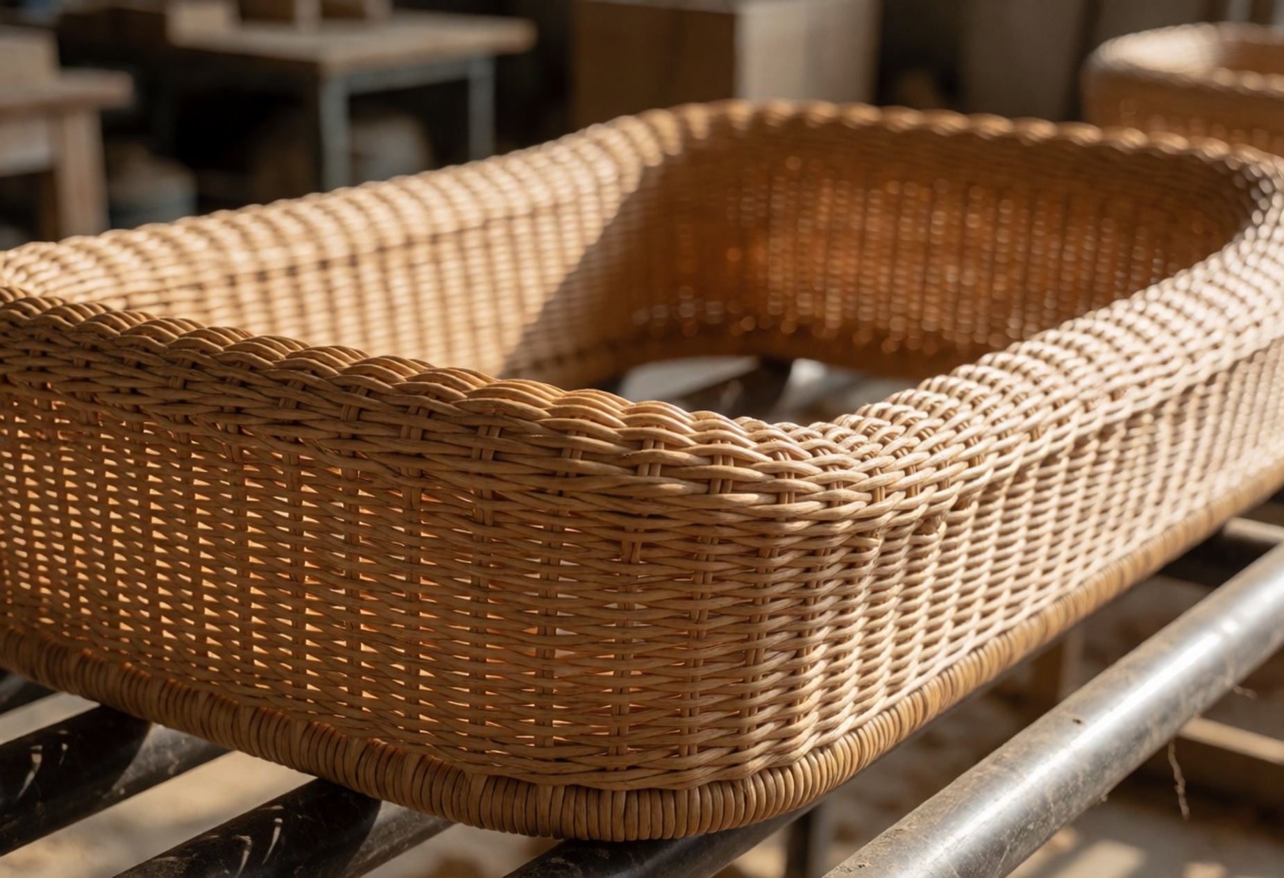 Handwoven Rattan Furniture Frame In Production Line