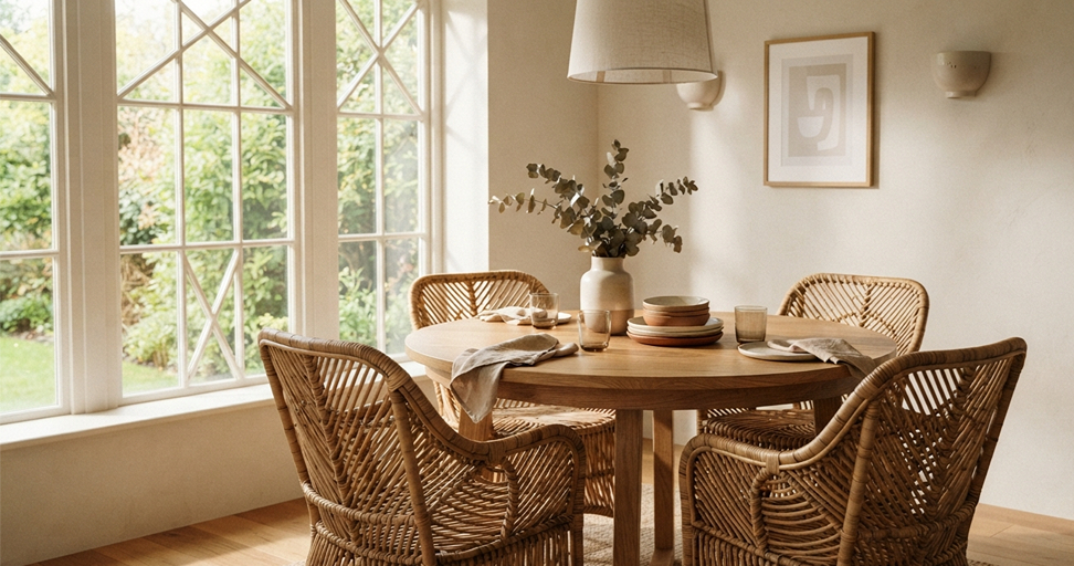 Rattan Dining Chairs And Table For Small Kitchen